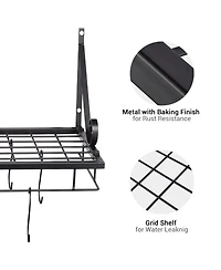 Aquaterior Wall Mount Cookware Rack with 10 Hooks Pan Pot Organizer Kitchen