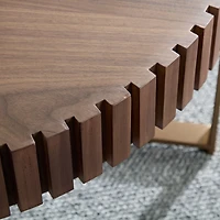 Streamdale Furniture Modern Wood Coffee Table with Stainless Steel Pedestal Base