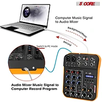 5 Core Audio Interface Mixer 4 Channel Pc Xlr Bluetooth Usb Dj Music Podcast Karaoke Sound Board