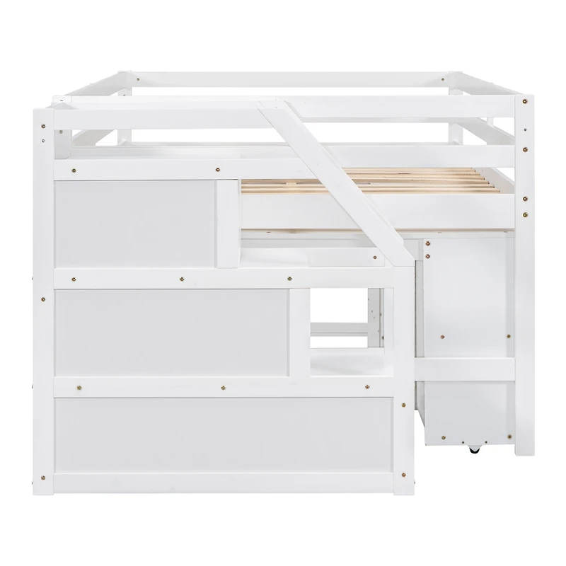 Streamdale Loft Bed with Desk, Drawers, Stairs, Shelves