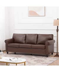 Simplie Fun Modern Sofa with Pocket Springs and Elegant Silver Bubble Nails