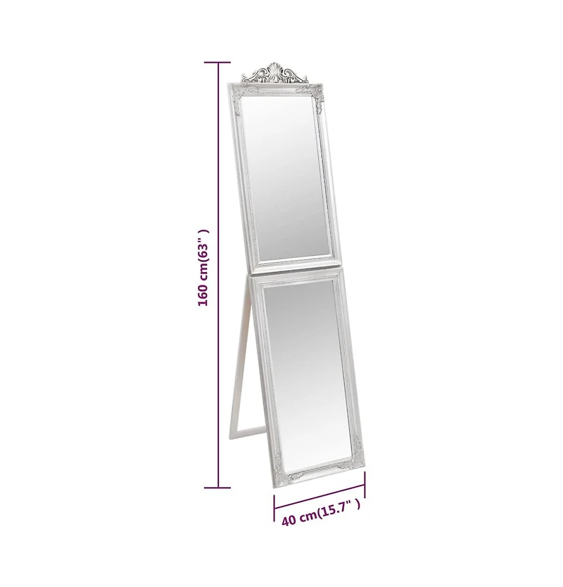 vidaXL Free-Standing Mirror Silver 15.7"x63"
