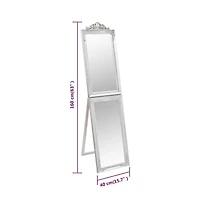 vidaXL Free-Standing Mirror Silver 15.7"x63"