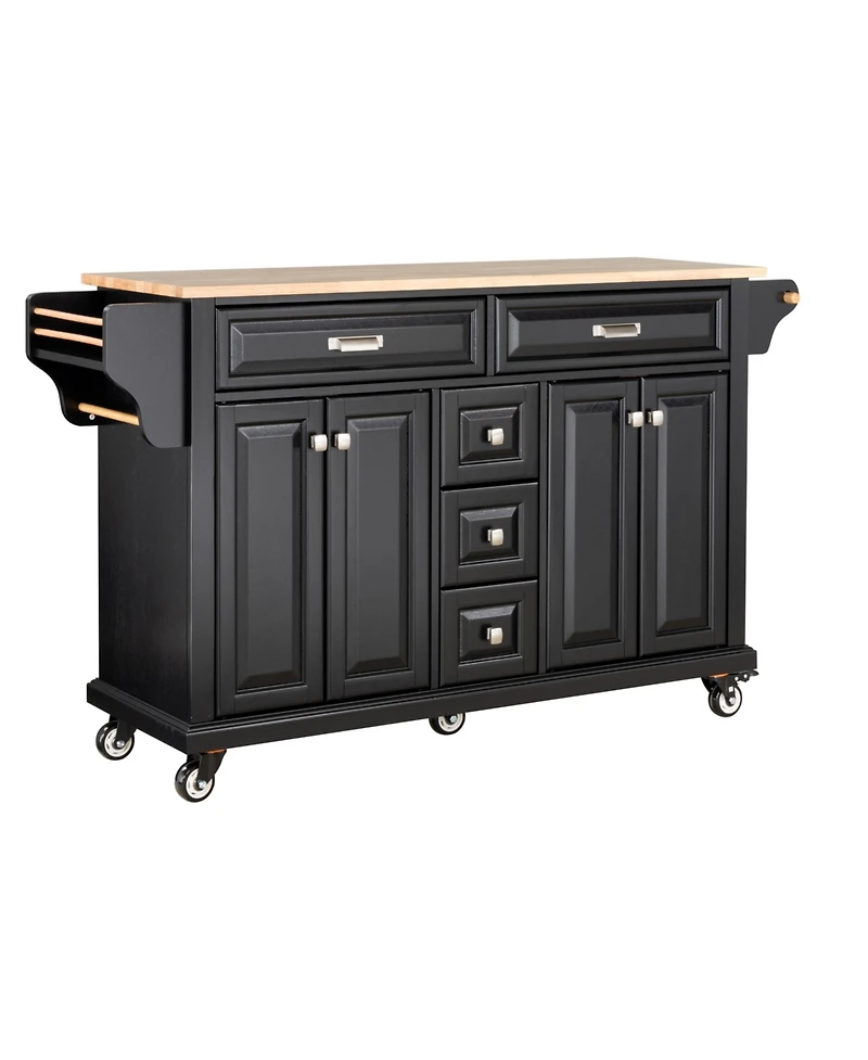 Simplie Fun Cambridge Natural Wood Top Kitchen Island with Storage