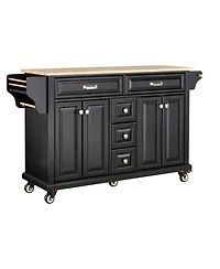 Simplie Fun Cambridge Natural Wood Top Kitchen Island with Storage