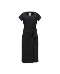 Hope & Henry Women's Organic Short Sleeve Knit Tie Midi Dress