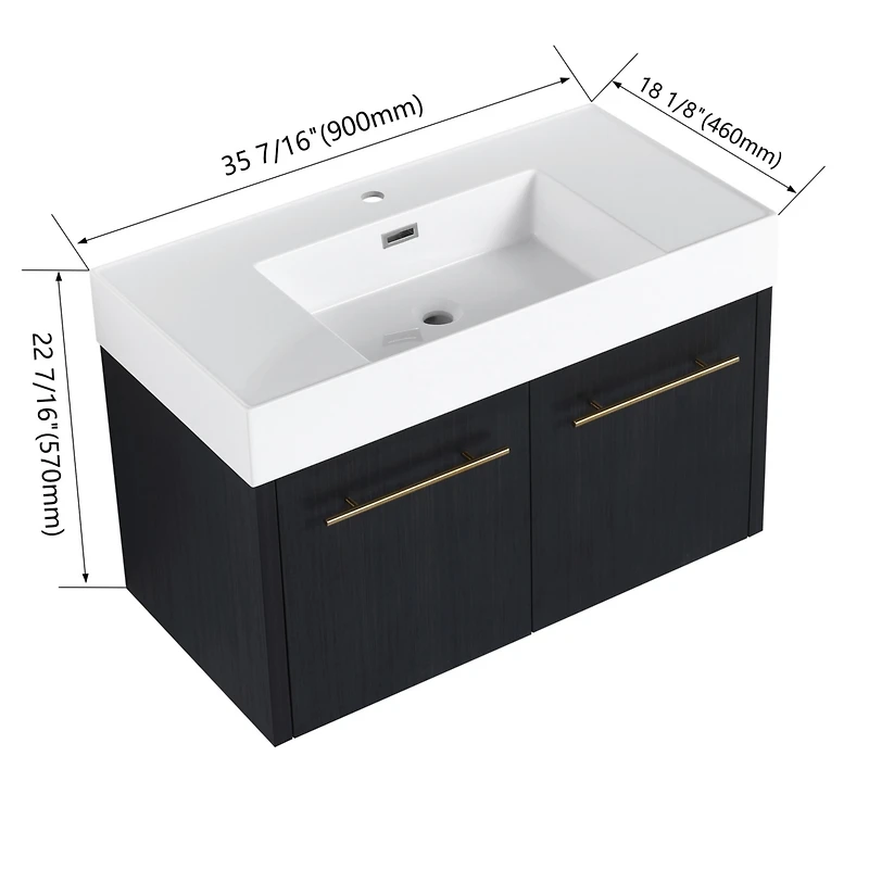 Modern Ergonomic Bathroom Vanity with Soft-Closing Doors and Durable Resin Sink