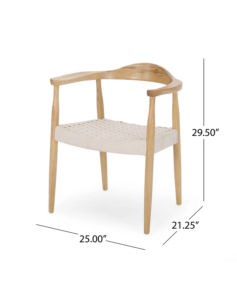 Streamdale Furniture Mid-Century Modern Club Chair With Ash Wood Frame And Rope Weave