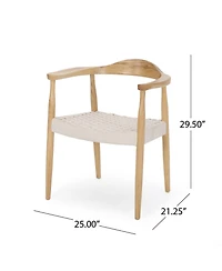 Streamdale Furniture Mid-Century Modern Club Chair With Ash Wood Frame And Rope Weave