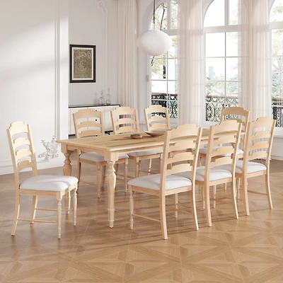Streamdale Vintage 9-Piece Extendable Dining Set with Upholstered Chairs