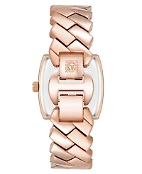 Anne Klein Women's Quartz Herringbone Rose Gold-Tone Alloy Metal Bracelet Watch, 26mm
