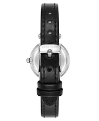 Anne Klein Women's Quartz Black Essential Leather and Silver-Tone Alloy Metal Strap Watch, 26mm
