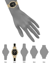 Anne Klein Women's Quartz Black Oval Diamond Accented Gold-Tone Alloy Metal Bangle Watch, 26mm