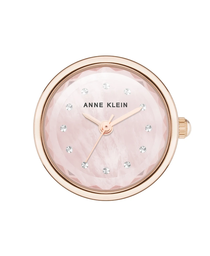 Anne Klein Women's Quartz Faceted Crystal Rose Gold-Tone Alloy Metal Ring Watch, 20mm
