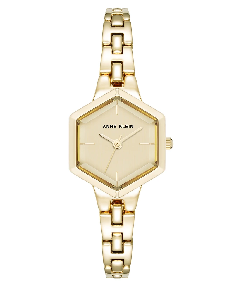 Anne Klein Women's Quartz Petite Hexagonal Gold-Tone Alloy Metal Bracelet Watch, 21mm