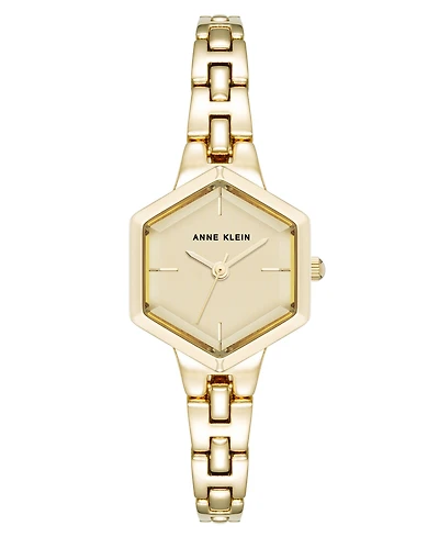 Anne Klein Women's Quartz Petite Hexagonal Gold-Tone Alloy Metal Bracelet Watch, 21mm