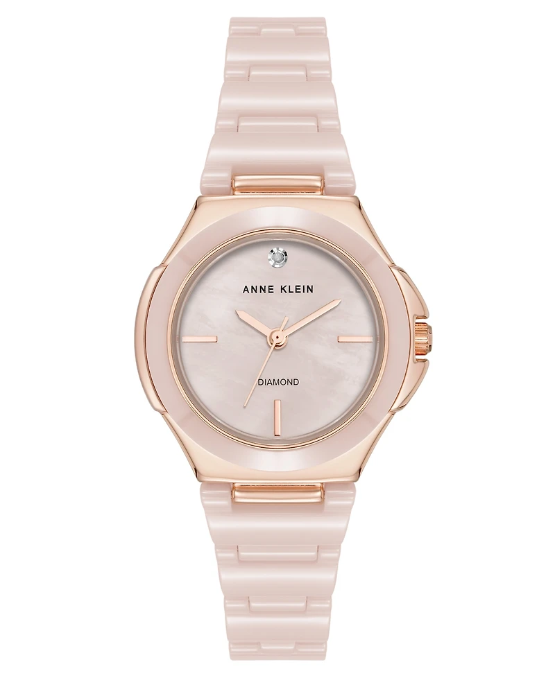 Anne Klein Women's Quartz Pink Ceramic Bracelet Watch, 30mm