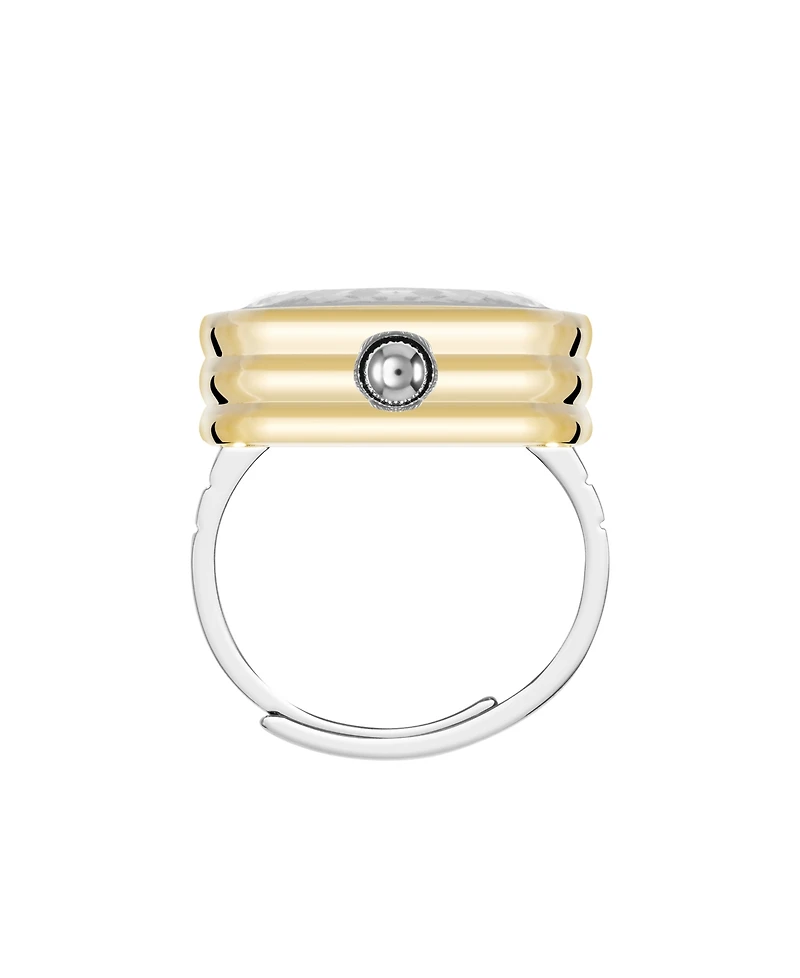 Anne Klein Women's Quartz Faceted Crystal Two-Tone Alloy Metal Ring Watch, 20mm