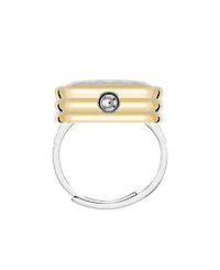 Anne Klein Women's Quartz Faceted Crystal Two-Tone Alloy Metal Ring Watch, 20mm