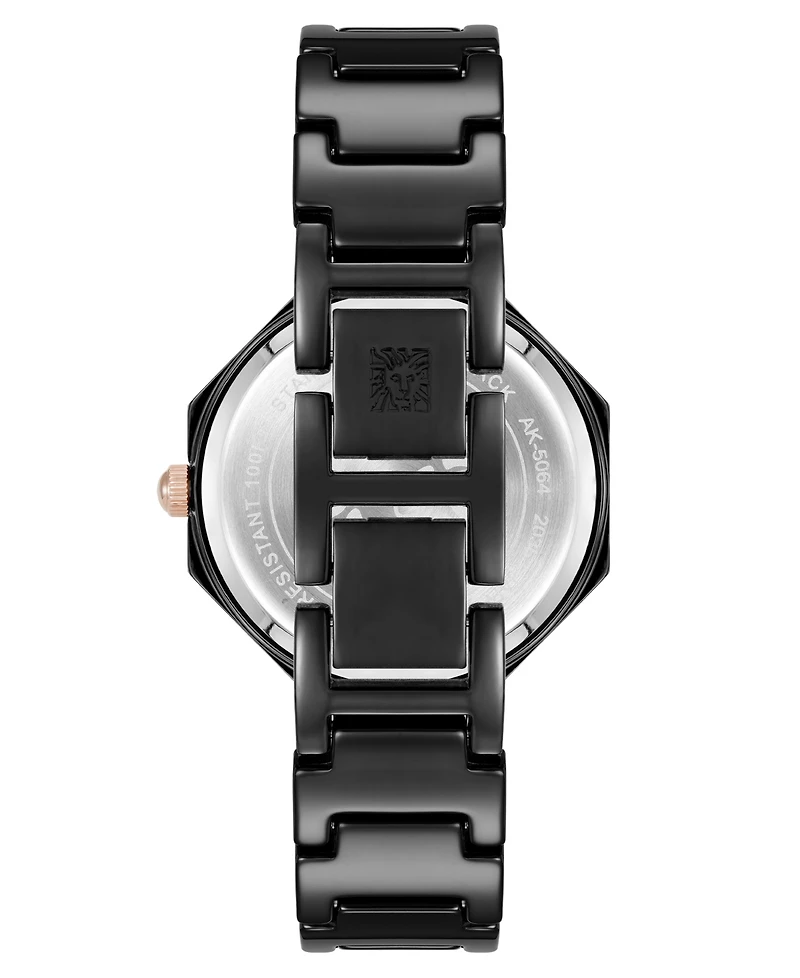 Anne Klein Women's Quartz Black Octagonal Ceramic Watch, 32mm
