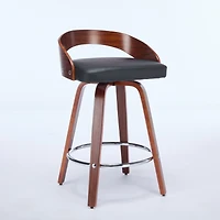Walnut Finish Mid-Century Modern Bar Stools (Set of 2
