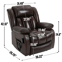 Streamdale Genuine Leather Power Lift Recliner with Massage & Heat