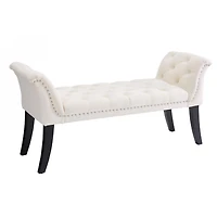 Streamdale Beige Velvet Rectangle Bench for Bedroom, Entryway, or Living Room