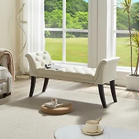 Streamdale Beige Velvet Rectangle Bench for Bedroom, Entryway, or Living Room