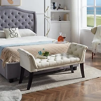 Streamdale Beige Velvet Rectangle Bench for Bedroom, Entryway, or Living Room