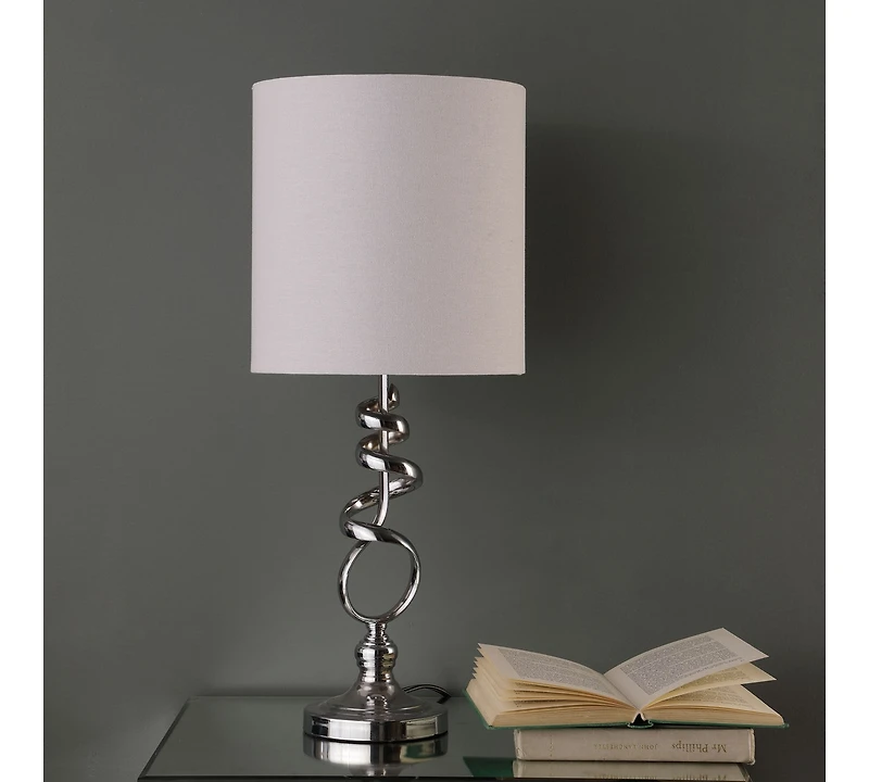 Streamdale 21.5-Inch Milo Abstract Brushed Silver Metal Table Lamp