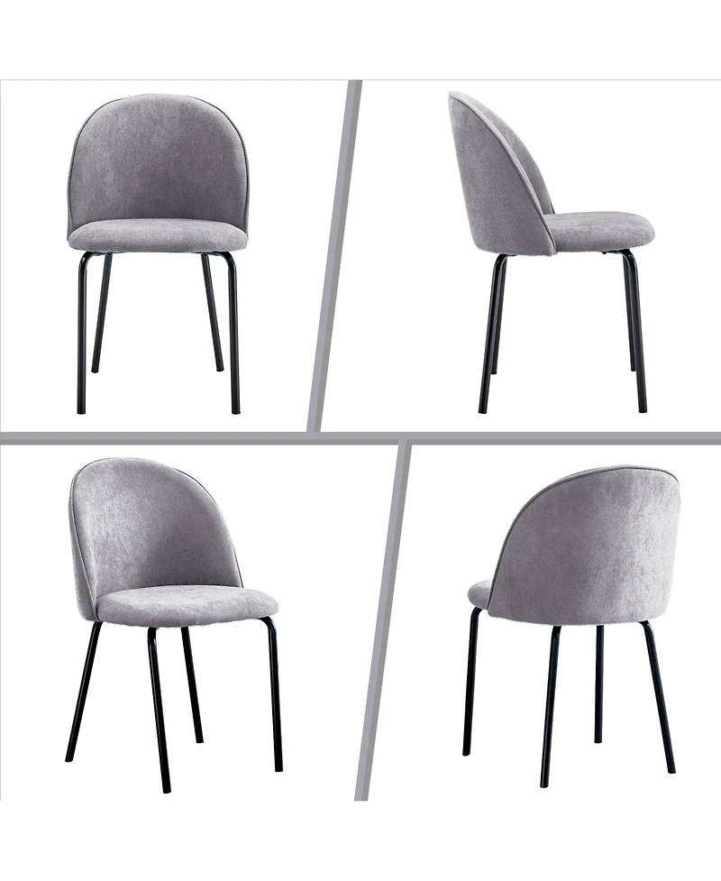 Modern Grey Chair (Set of 2) with Iron Legs