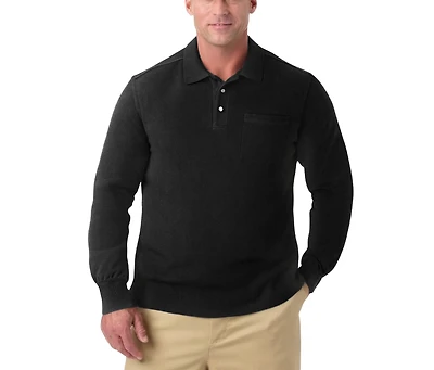 KingSize Big & Tall Longer-Length Long Sleeve Shrink-Less Cotton Polo