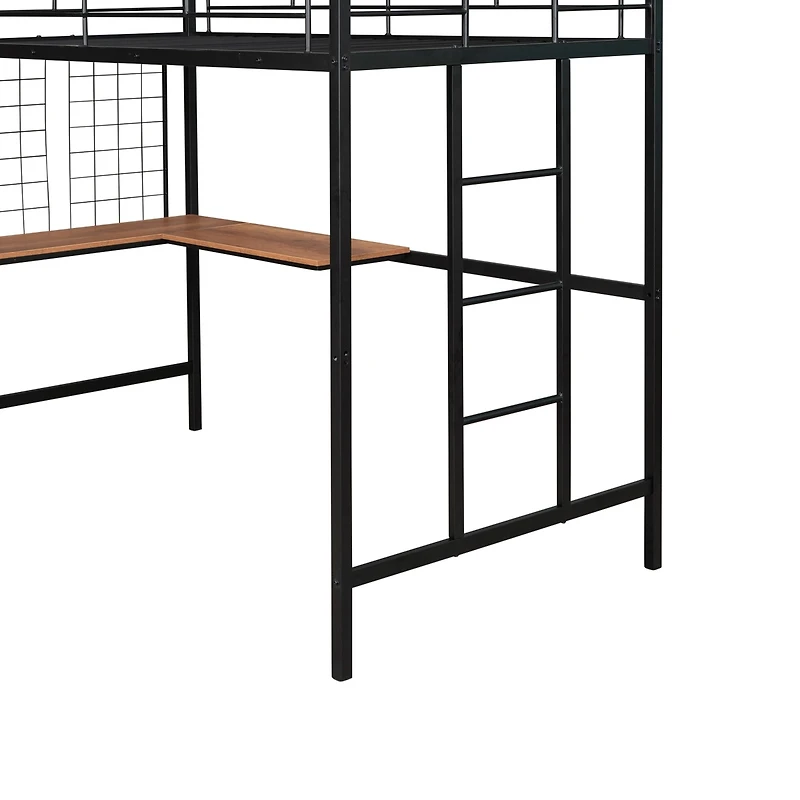Streamdale Twin Metal Loft Bed With Desk And Grid