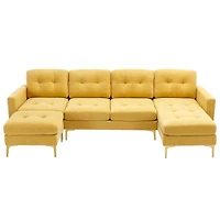 Streamdale Furniture 110" L-Shape Convertible Sectional Sofa with Ottoman