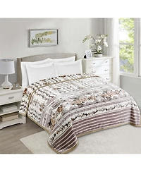 Clara Clark Heavy & Warm Korean Style Reversible Printed Raschel Mink Bed Blanket