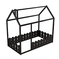 Streamdale Twin Wood Bed House Frame With Fence, For Kids, Teens, Girl