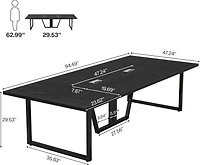 Tribesigns 94.5-Inch Conference Table for 10 People, Industrial 8 Ft Meeting Table with Two Grommets