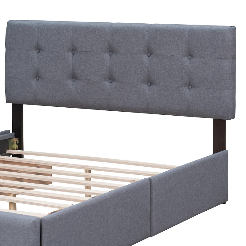 Streamdale Linen Platform Bed with Drawers