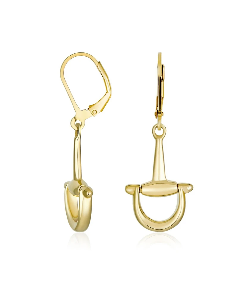 Bling Jewelry Equestrian Horse Gift Cowgirl Lever Back Dangle Earrings in Gold-Plated Silver