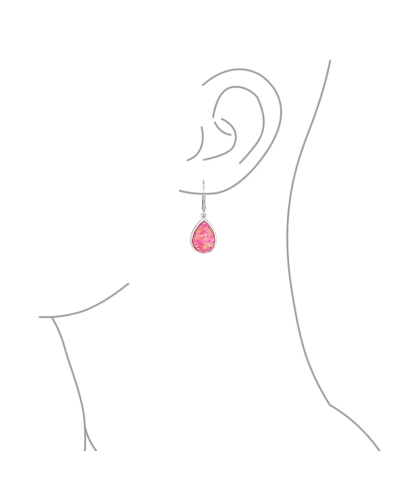 Bling Jewelry Created Opal Pear Shaped Simple Teardrop Dangle Earrings Sterling Silver Lever back