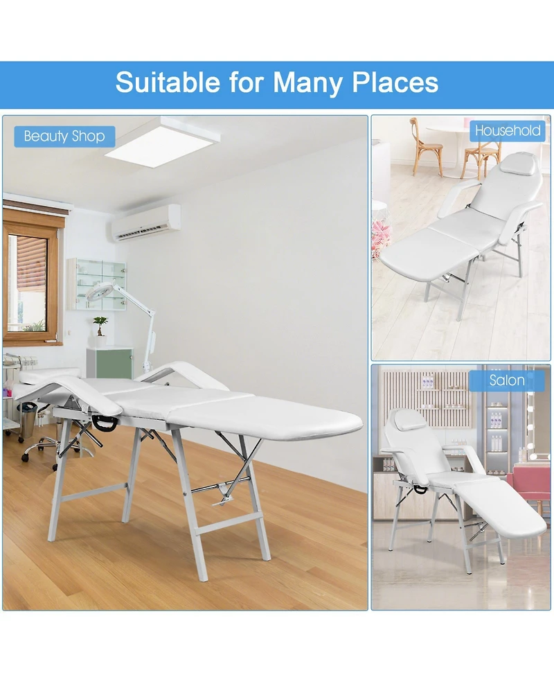Sugift 73 Inch Portable Tattoo Salon Facial Bed Massage Table