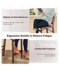 Vebreda Set of 2 Folding Kitchen Island Stool with Rubber Wood Legs