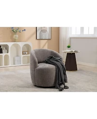 Streamdale Furniture Chenille Fabric Swivel Accent Armchair Barrel Chair With Black Powder Coating Metal Ring, Gray