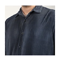 Men's Navy Blue Pleat-Creased Shirt