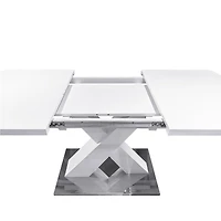 Streamdale Furniture Modern Square Dining Table, Stretchable, White Table Top+Mdf X-Shape Table Leg With Metal Base