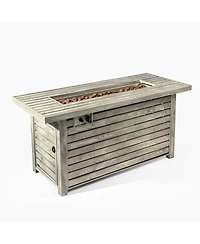 Streamdale 54inch Outdoor Fire Table Steel Fire Pit Table with Wood Grain Surface