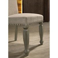 Antique Gray Finish Upholstered Nailhead Dining Chair, Set of 2