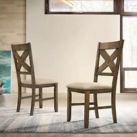 Streamdale Wood Fabric Upholstered Dining Chair Set of 2