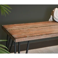 Streamdale Furniture Industrial Wood Dining Bench, Rustic Dark Pine Finish