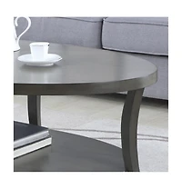 Streamdale Contemporary Oval Shelf Coffee Table, Gray